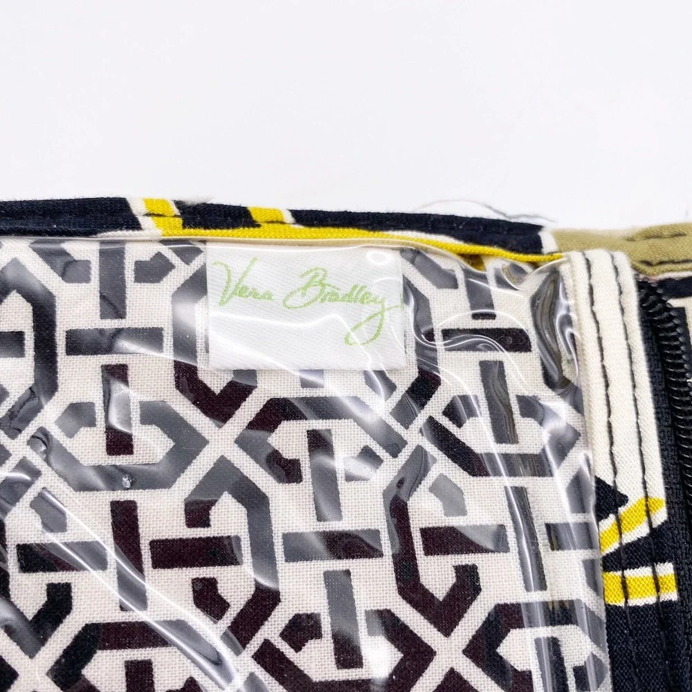 Vera Bradley Floral Folding Travel Toiletry Bag Yellow Black Tan Flower EUC